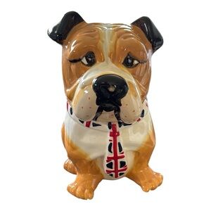 Vintage Ceramic Bulldog Dog Treat or Cookie Jar - Brown and Black